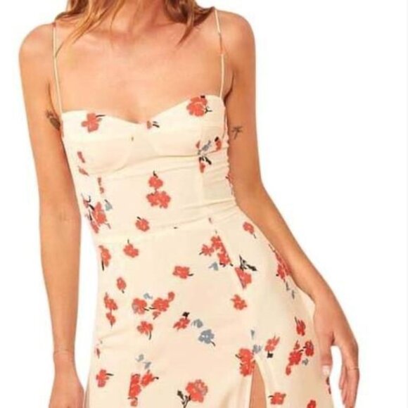 Reformation Juliette Floral high Slit Midi Dress Size XS NWT - Picture 3 of 4